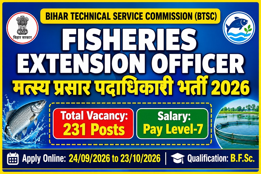 You are currently viewing Bihar BTSC Fisheries Extension Officer Recruitment 2026 Form Online